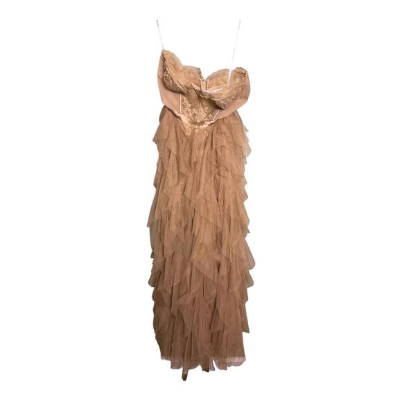 For Love & Lemons x Revolve Bustier Gown Warm Taupe Size XS - Picture 4 of 7